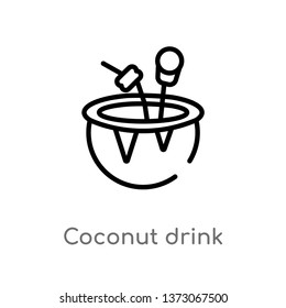 outline coconut drink vector icon. isolated black simple line element illustration from drinks concept. editable vector stroke coconut drink icon on white background