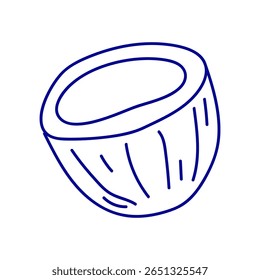 Outline of a coconut shell showcasing its natural texture and shape in a minimalist style