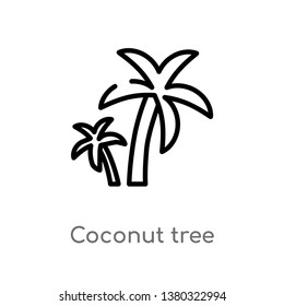 outline coconut tree vector icon. isolated black simple line element illustration from ecology concept. editable vector stroke coconut tree icon on white background