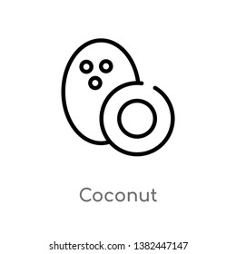 outline coconut vector icon. isolated black simple line element illustration from fruits concept. editable vector stroke coconut icon on white background