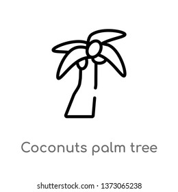 outline coconuts palm tree of brazil vector icon. isolated black simple line element illustration from culture concept. editable vector stroke coconuts palm tree of brazil icon on white background