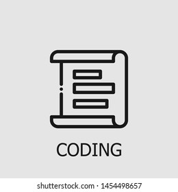 Outline coding vector icon. Coding illustration for web, mobile apps, design. Coding vector symbol.