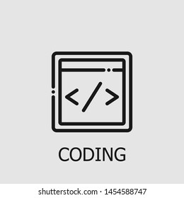 Outline coding vector icon. Coding illustration for web, mobile apps, design. Coding vector symbol.