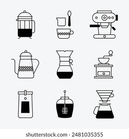 UMRISS-KAFFEEMASCHINE-SYMBOLSATZ