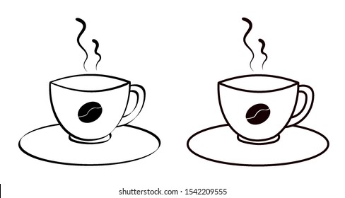 Outline coffee cup set icon vector illustration template