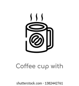 outline coffee cup with steam vector icon. isolated black simple line element illustration from food concept. editable vector stroke coffee cup with steam icon on white background