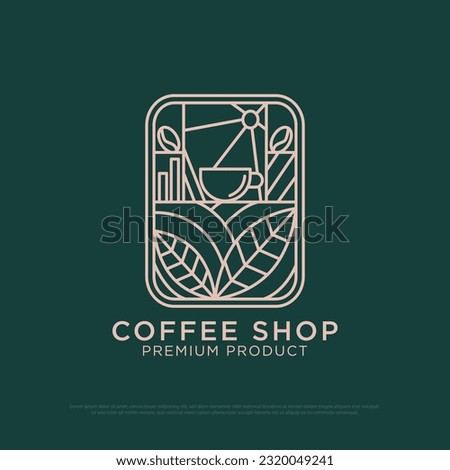 Outline Coffee logo design vector, vintage  Outdoor coffee  logo illustration with outline style, best for  restaurant, cafe, beverages logo brand
