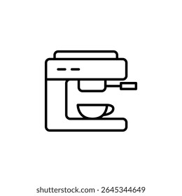Outline Coffee Maker Icon Serving Fresh Cup On Transparent Display