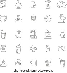 Outline Coffee Shop flat icon collection set 