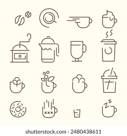 OUTLINE COFFEE SHOP ICON SET