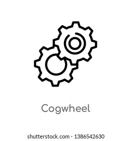outline cogwheel vector icon. isolated black simple line element illustration from creative pocess concept. editable vector stroke cogwheel icon on white background