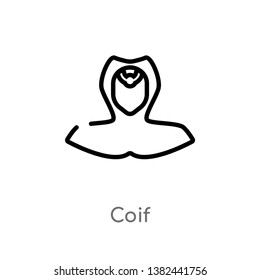 outline coif vector icon. isolated black simple line element illustration from fashion concept. editable vector stroke coif icon on white background
