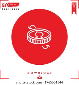 Outline coin icon. coin icon vector isolated on Red background. Graphic design, business-collection icons, mobile application, logo, user interface. EPS 10 format vector