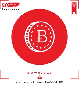 Outline coin icon. coin icon vector isolated on Red background. Graphic design, business-collection icons, mobile application, logo, user interface. EPS 10 format vector