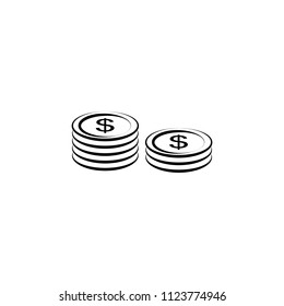Outline Coins Icon isolated on grey background. Line money symbol for web site design, logo, app, UI. Editable stroke. Vector illustration, EPS10