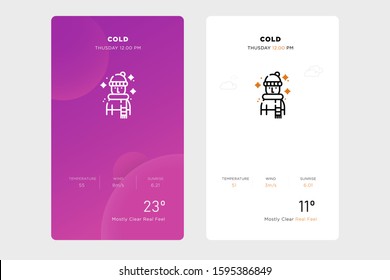 outline cold icon design concept on white and purple backgrounds. vector weather icon and web element for mobile applications