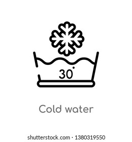 outline cold water vector icon. isolated black simple line element illustration from cleaning concept. editable vector stroke cold water icon on white background