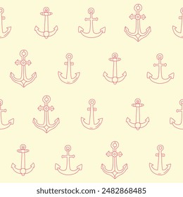 Outline Collection of Anchor Seamless Pattern Vector illustration for Print, Wallpaper, Decoration.
