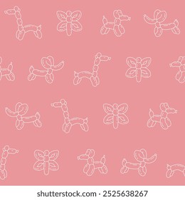 Outline Collection of Balloon Animal Vector Seamless Pattern illustration for Print, Wallpaper.