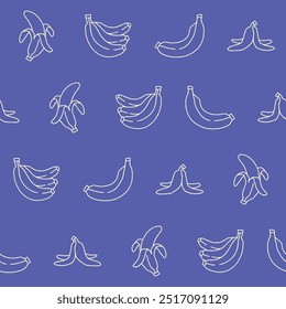 Colección de contorno de Vector de plátano Diseño de ilustración de patrón transparente