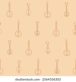 Outline Collection of Banjo Vector Seamless Pattern illustration Design