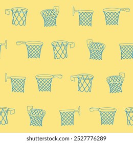 Outline Collection of Basketball Ring Vector Seamless Pattern illustration Design