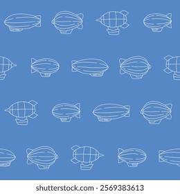 Outline Collection of Blimp Vector Seamless Pattern illustration for Print, Wallpaper, Decoration.