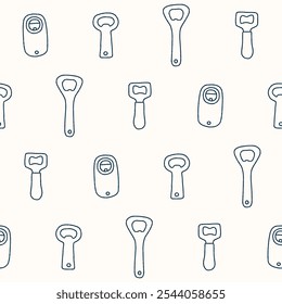 Outline Collection of Bottle Opener Vector Seamless Pattern illustration Design