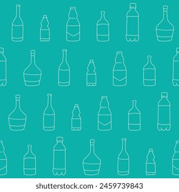 Outline Collection of Bottle Seamless Pattern Vector illustration Design