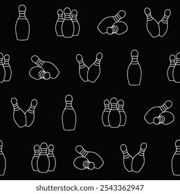 Outline Collection of Bowling Pin Vector Seamless Pattern illustration Design