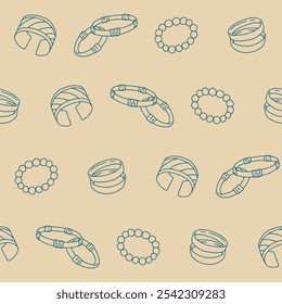 Outline Collection of Bracelet Vector Seamless Pattern illustration for Print, Wallpaper, Decoration.