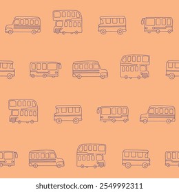 Outline Collection of Bus Vector Seamless Pattern illustration for Print, Wallpaper, Decoration.