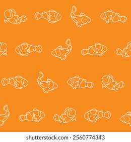 Outline Collection of Clownfish Vector Seamless Pattern illustration Design