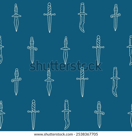 Outline Collection of Dagger Vector Seamless Pattern illustration Design