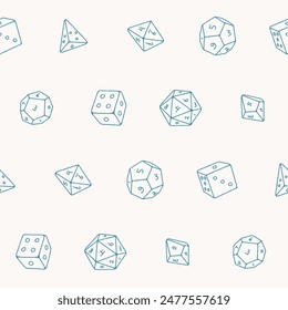 Outline Collection of Dice Seamless Pattern Vector illustration for Print, Wallpaper, Decoration.