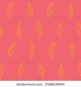 Outline Collection of Feather Vector Seamless Pattern illustration Design