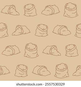 Outline Collection of Flour Sack Vector Seamless Pattern illustration Design