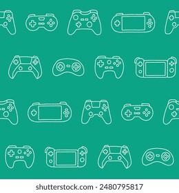 Outline Collection of Gamepad Seamless Pattern Vector illustration Design