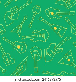 Outline Collection of Guitars Seamless Pattern Vector illustration for Print, Wallpaper, Decoration.