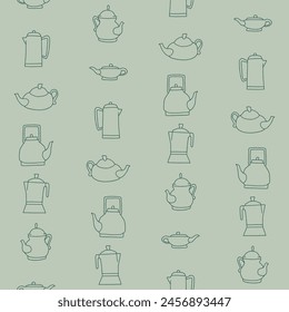Outline Collection of Kettle Animal Seamless Pattern Vector illustration for Print, Wallpaper, Decoration.