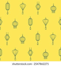 Outline Collection of Lantern Vector Seamless Pattern illustration Design