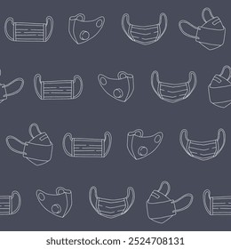 Outline-Kollektion von Maske Vektor Nahtlose Muster Illustration für Druck, Wallpaper, Dekoration.
