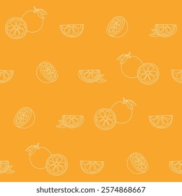 Outline Collection of Orange Vector Seamless Pattern illustration for Print, Wallpaper, Decoration.