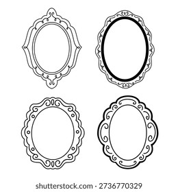 outline Collection of Ornate Oval Frames