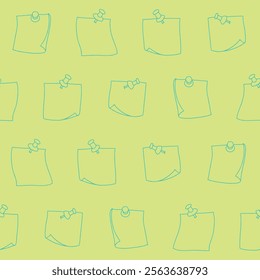 Outline Collection of Paper Notes Vector Seamless Pattern illustration for Print, Wallpaper, Decoration.
