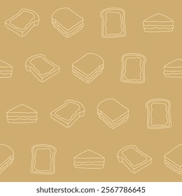 Outline Collection of Peanut bread Vector Seamless Pattern illustration Design