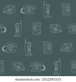 Outline Collection of Phone Vector Seamless Pattern illustration Design