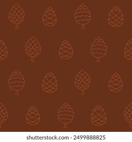 Outline Collection of Pine cone Vector Seamless Pattern illustration Design
