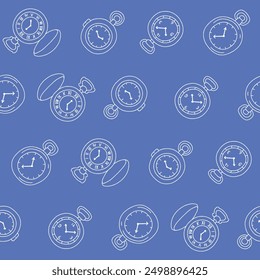 Outline Collection of Pocket Watch Vector Seamless Pattern illustration Design