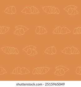 Outline-Kollektion von Potato Vector Nahtlose Muster-Illustration für Druck, Tapete, Dekoration.